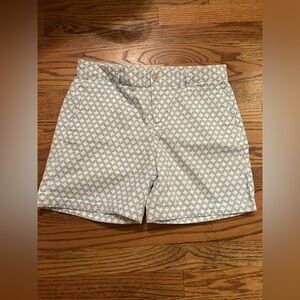 Khakis by Gap Women's Blue White Geometric Cotton Blend Girlfriend 6" Shorts NWT